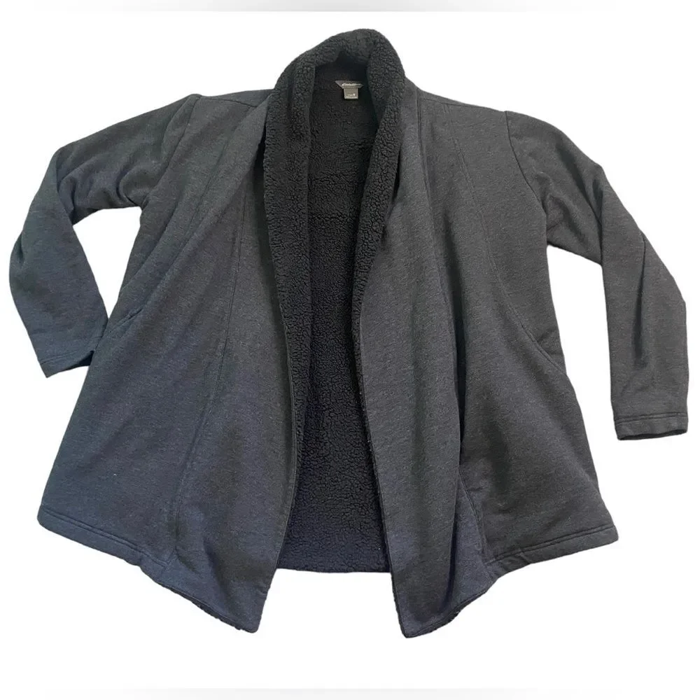 Eddie Bauer Snow Lodge Faux Shearling-Lined Wrap Cardigan